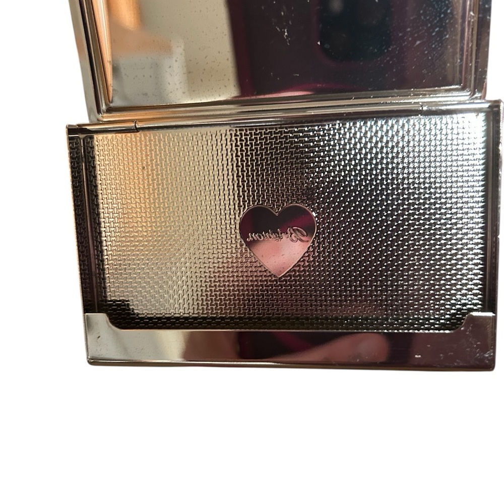 Brighton Tapestry Card Case Elegant Silver and Pearl Top With Mirrored inside - Picture 5 of 6